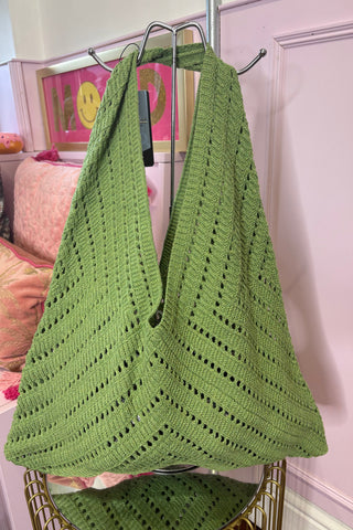 Crochet Shoulder Bag / Apple Green