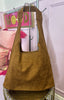 Suedette Shoulder Bag / Dark Tan