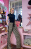 Leopard Print Two Stripe Joggers / Black