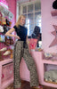 Leopard Print Two Stripe Joggers / Black