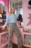Leopard Print Joggers / Sky Blue