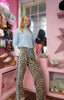 Leopard Print Joggers / Sky Blue