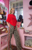 Leopard Print Joggers / Red