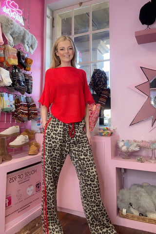 Leopard Print Joggers / Red