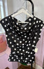 Polka Dot Drape Neck Sleeveless Top