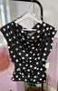 Polka Dot Drape Neck Sleeveless Top
