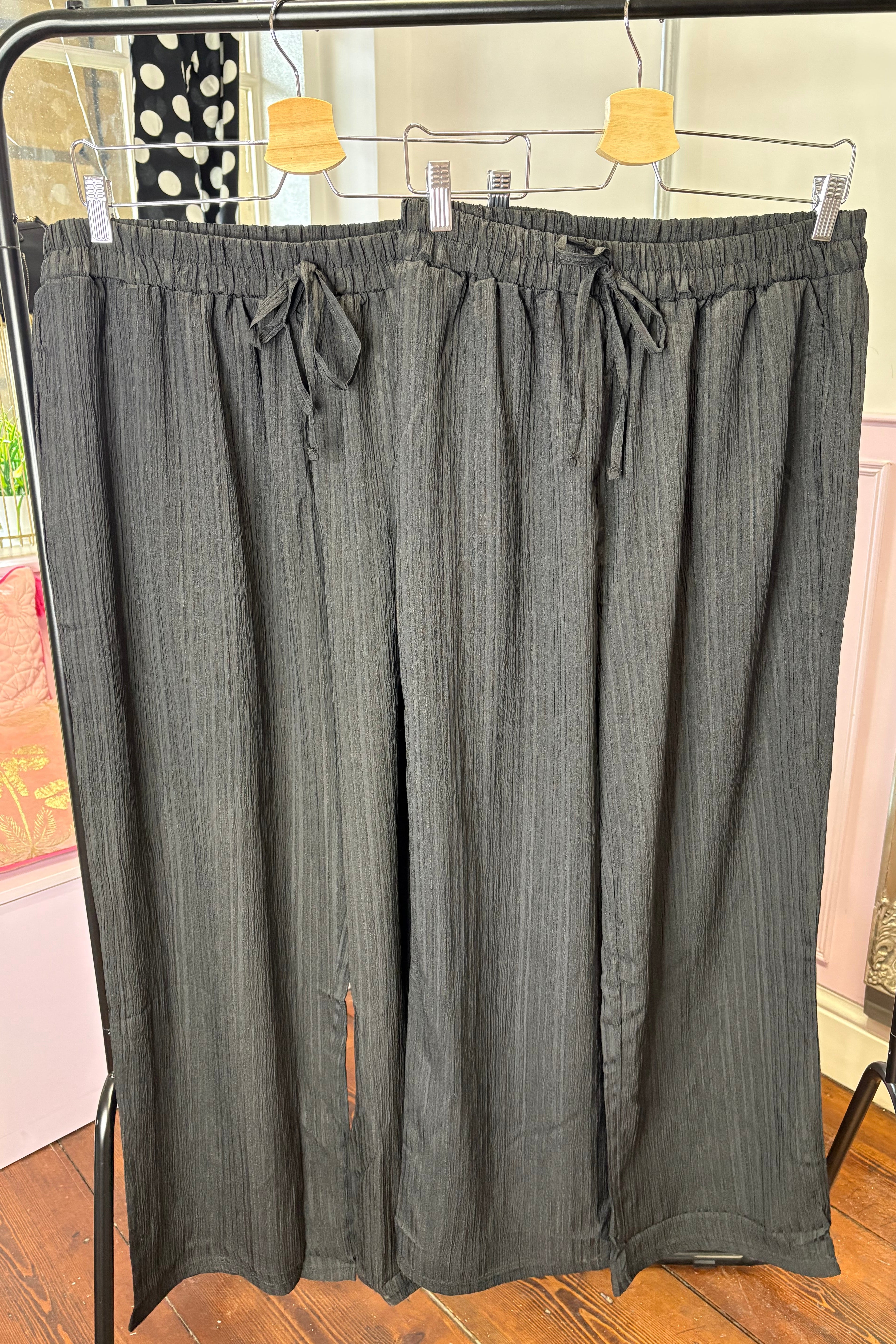 Black Crepe Wide Leg Trousers