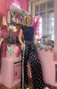 Polka Dot Two Striped Joggers / Black