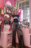 Polka Dot Two Stripe Joggers / Chocolate