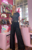 Polka Dot Drape Neck Sleeveless Top