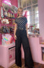 Polka Dot Drape Neck Sleeveless Top