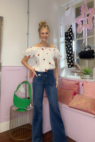 Strawberry Print Bardot Top
