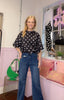 Polka Dot Ruched Top / Black & White