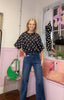 Polka Dot Ruched Top / Black & White