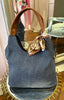 Textured Hessian Shoulder Bag  /Navy