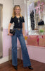 Neck Tie Chic Short Sleeved Top / Black