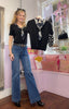 Neck Tie Chic Short Sleeved Top / Black