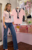 Neck Tie Chic Short Sleeved Top / Pink