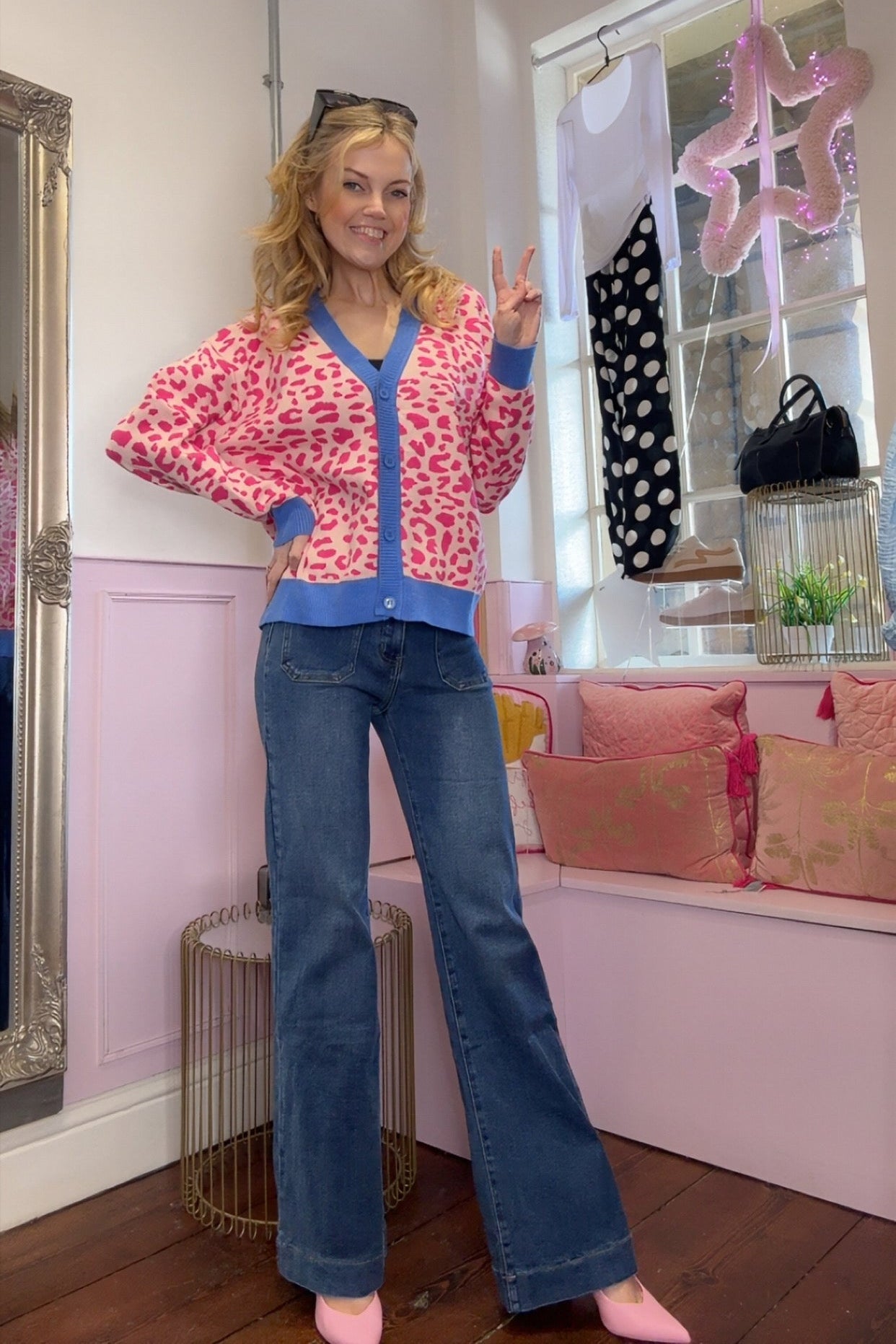 Print It Cardigan / Pink & Blue