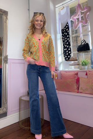 Print It Cardigan / Lime & Orange