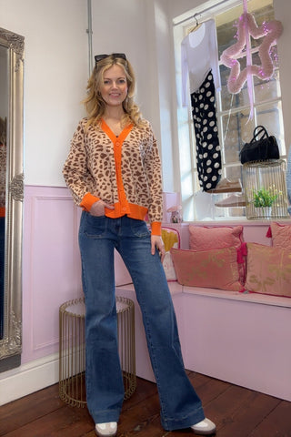 Print It Cardigan / Beige and Orange