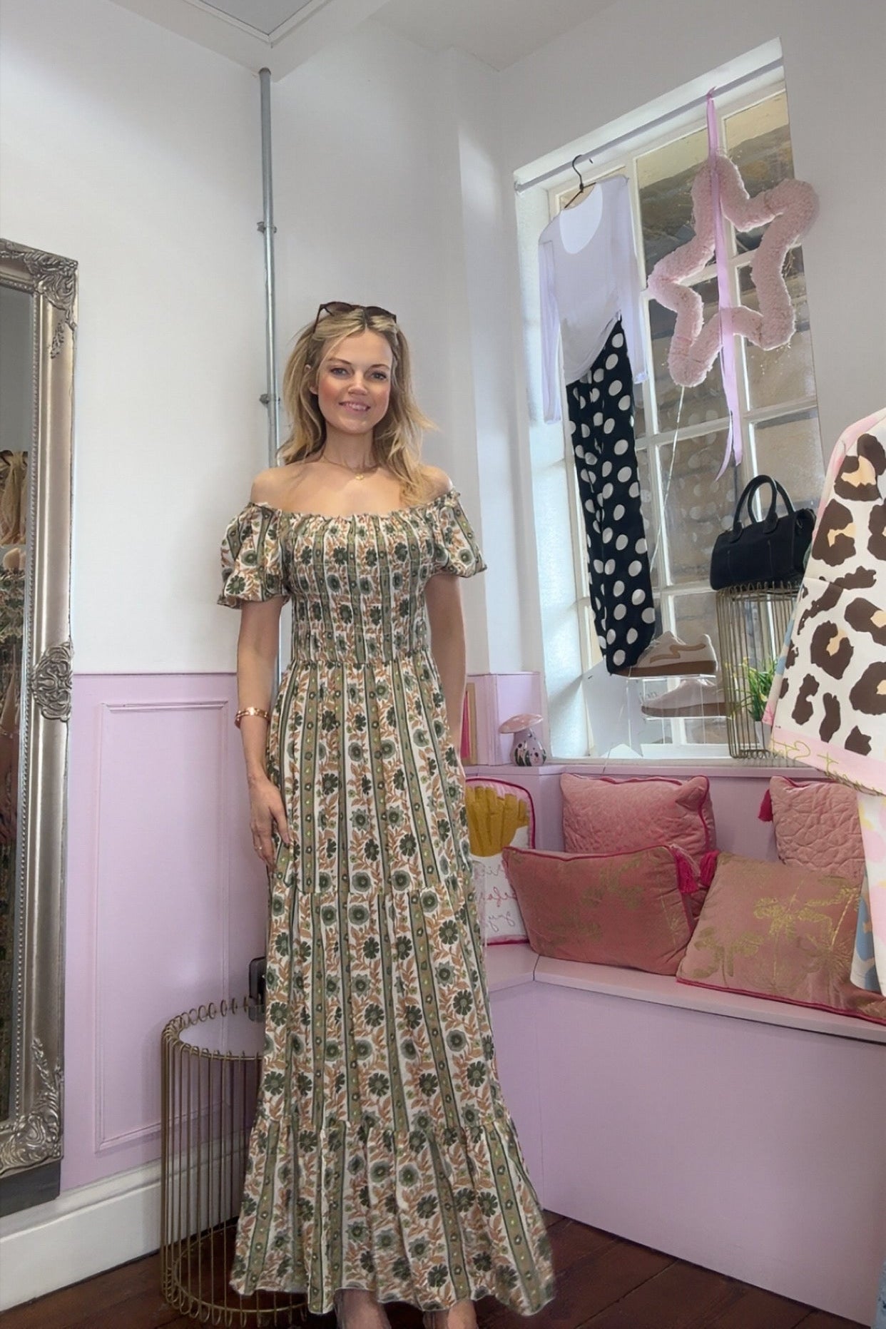 Botanical Bloom Maxi Dress / Beige