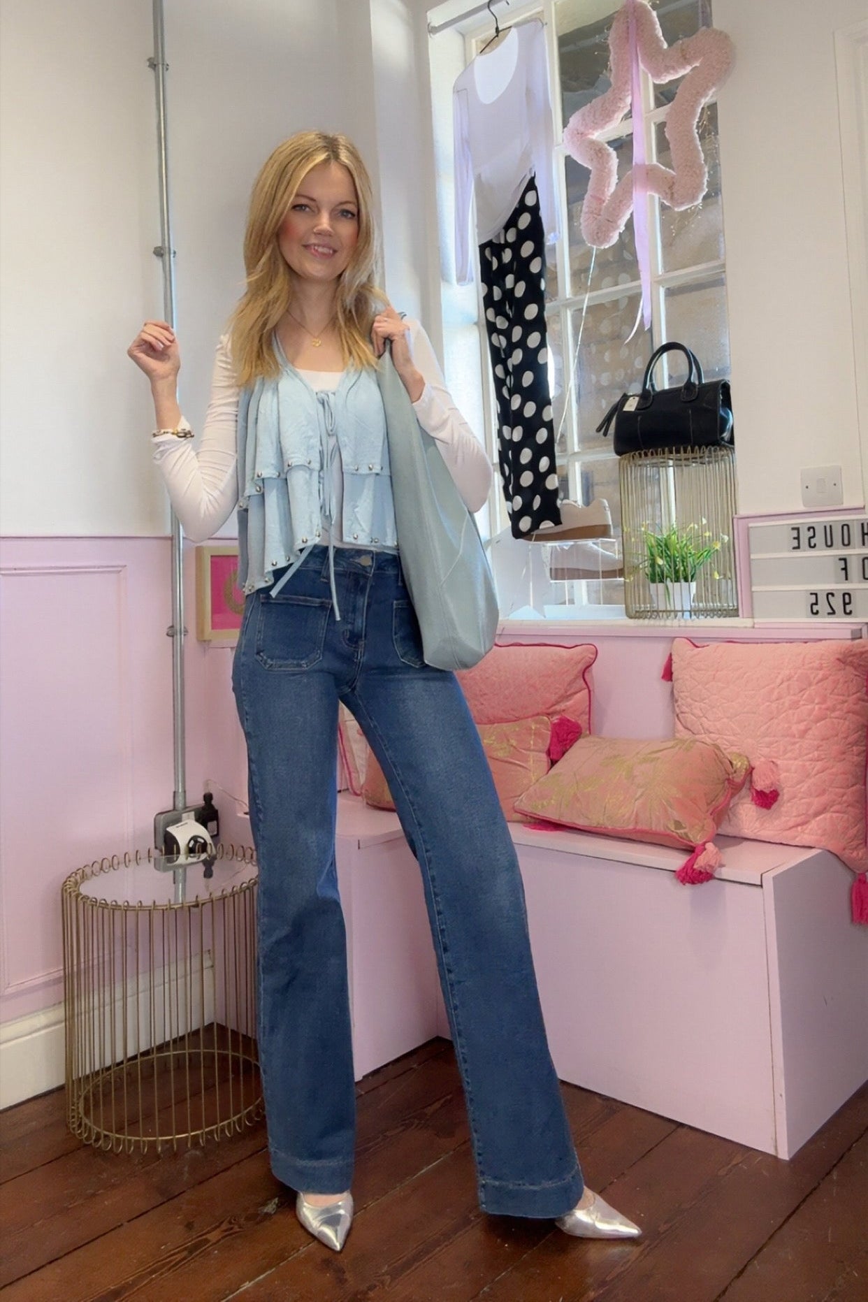 Sky Blue Tiered Boho Waistcoat