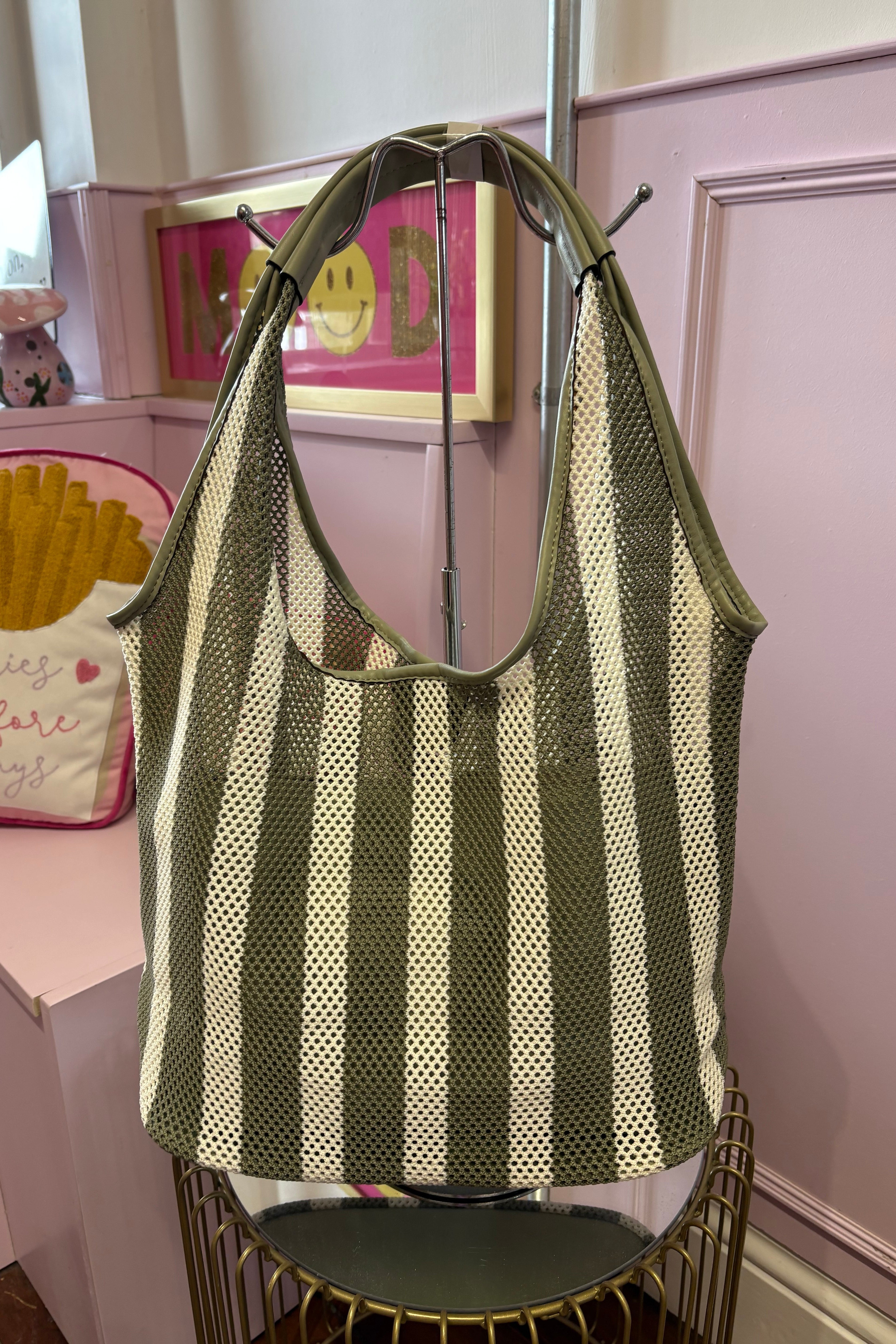 Striped Summer Tote / Khaki