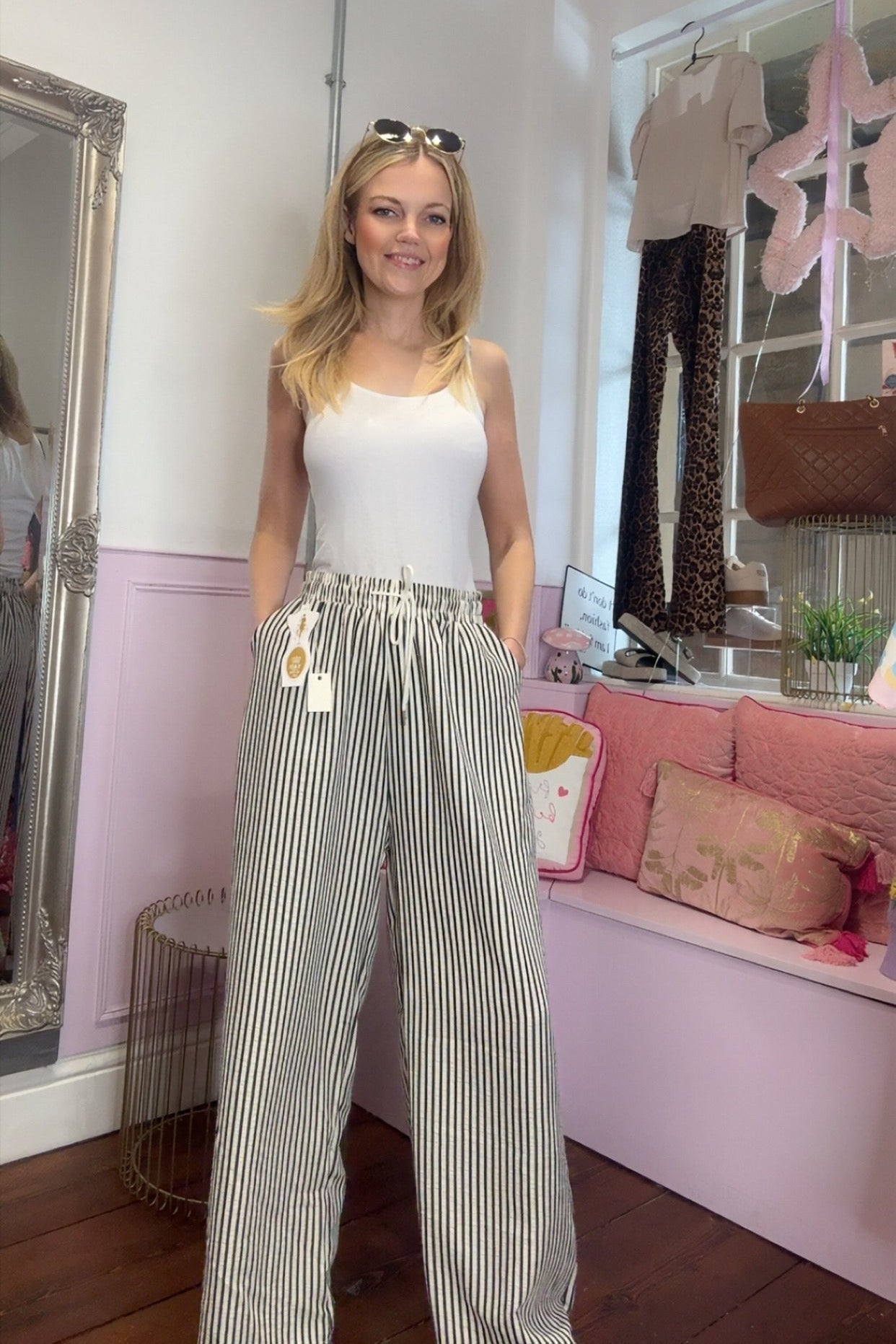Striped Wide Leg Trousers