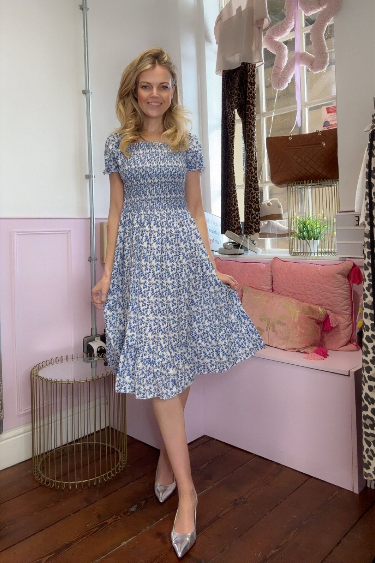 Ditzy Smock Dress / Blue