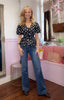 Polka Dot Puff Sleeve Top / Navy