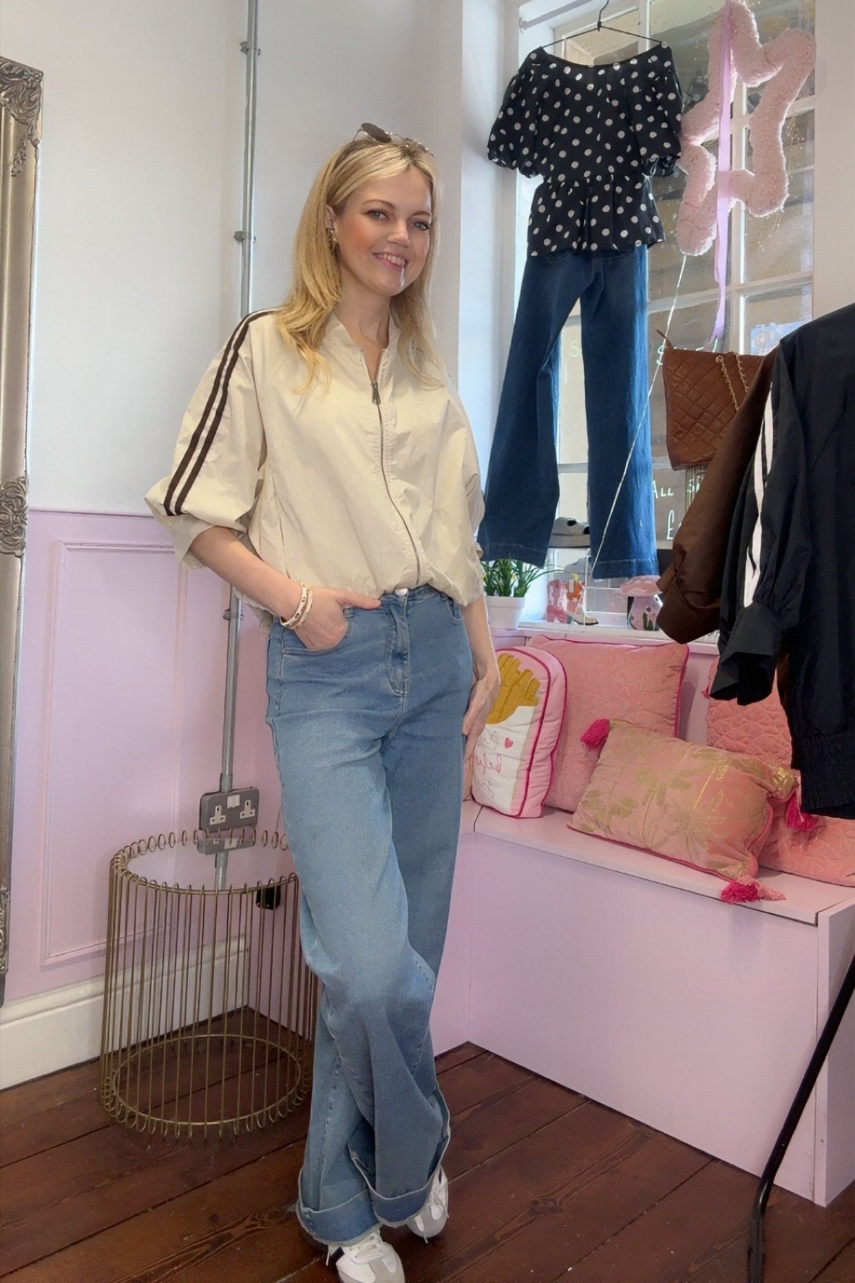 Two Stripe  Lightweight Jacket / Beige