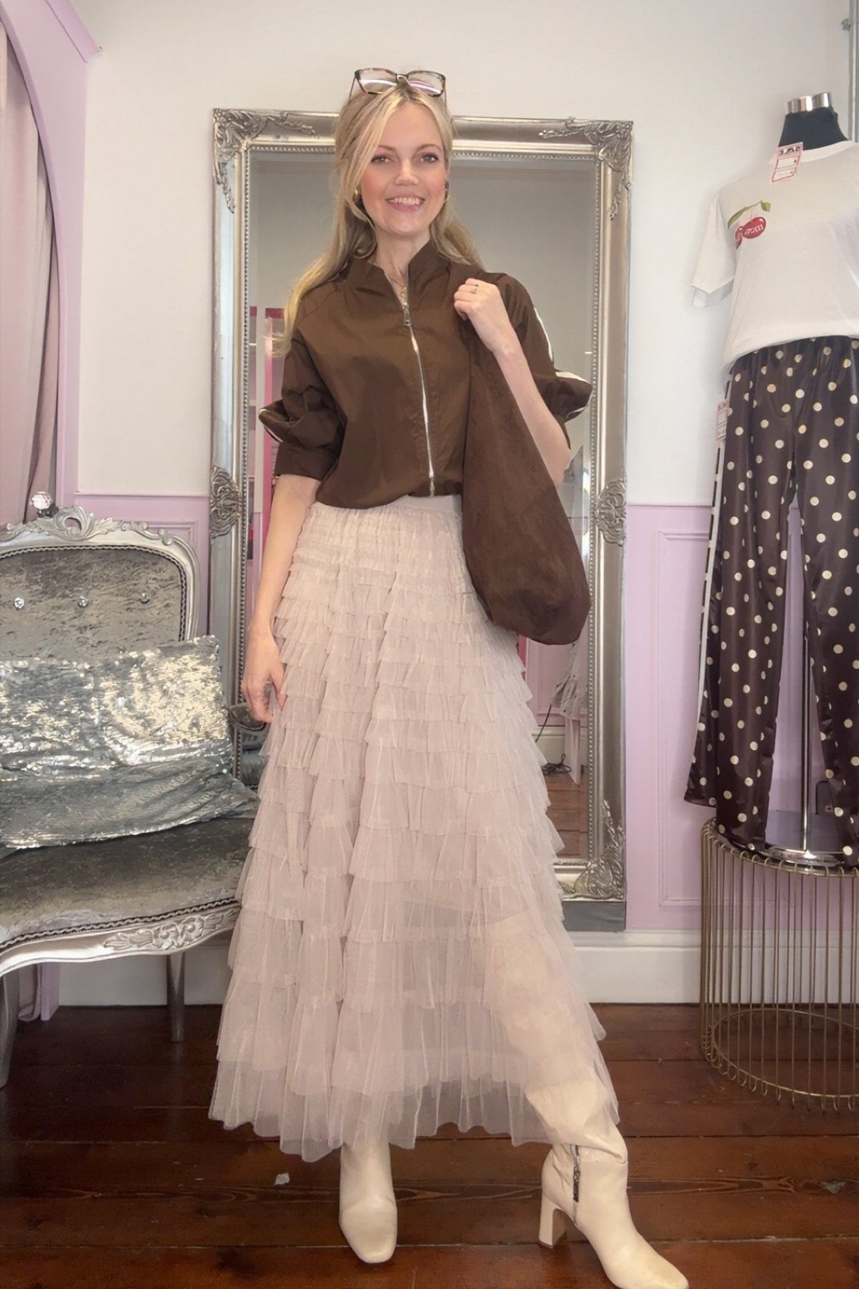 Layered Tiered Mesh Skirt