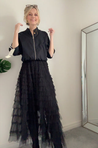 Layered Tiered Mesh Skirt