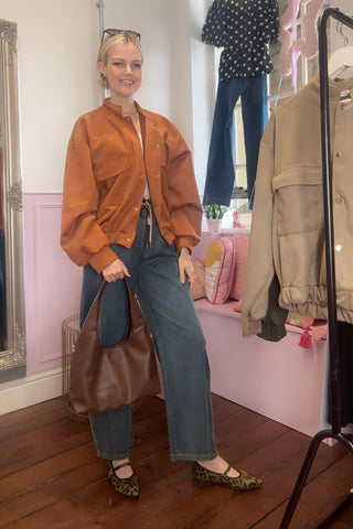 Suede Bomber Jacket / Rust