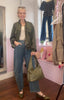 Suede Bomber Jacket - Khaki