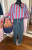 Puff Hem Top / Pink & Blue
