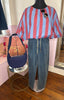 Puff Hem Top / Pink & Blue