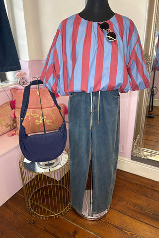 Puff Hem Top / Pink & Blue