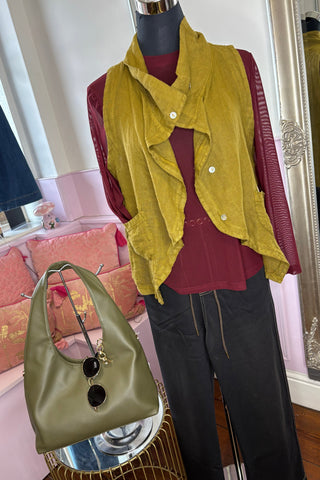 Linen Multi-Way Waistcoat / Dark Olive