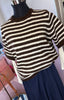 Short Sleeved Stripe Jumper / Chocolate