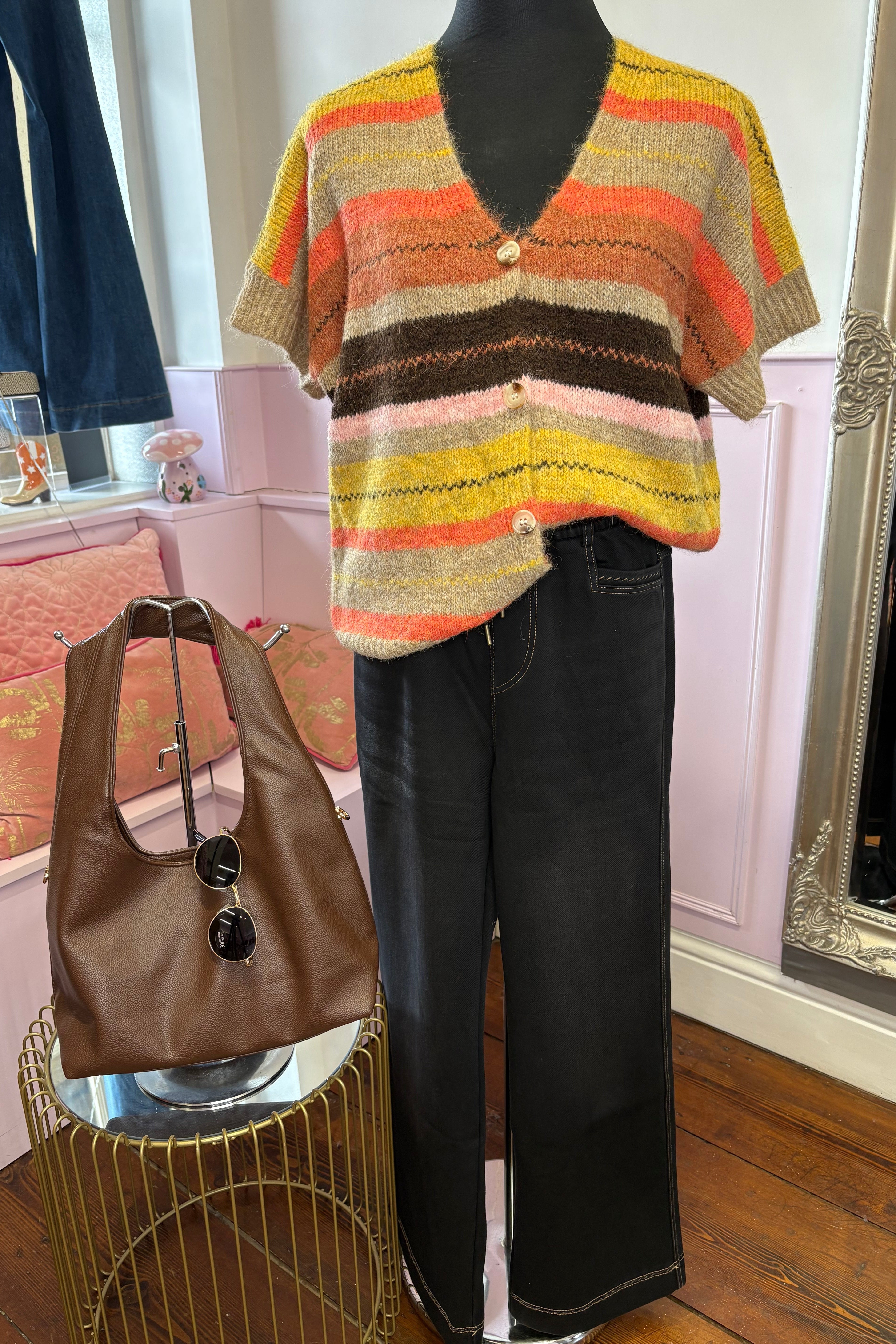Short Sleeved Knit Cardigan