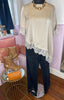 Satin-Style Asymmetrical Lace Top / Champagne