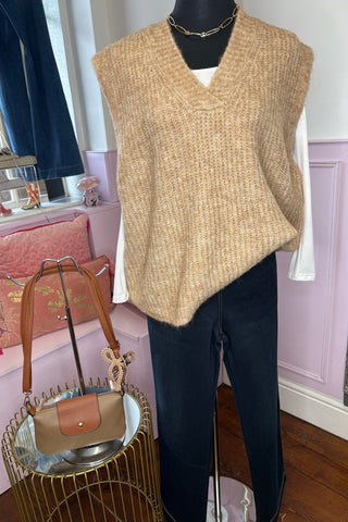 Over-sized V-Neck Knit Vest