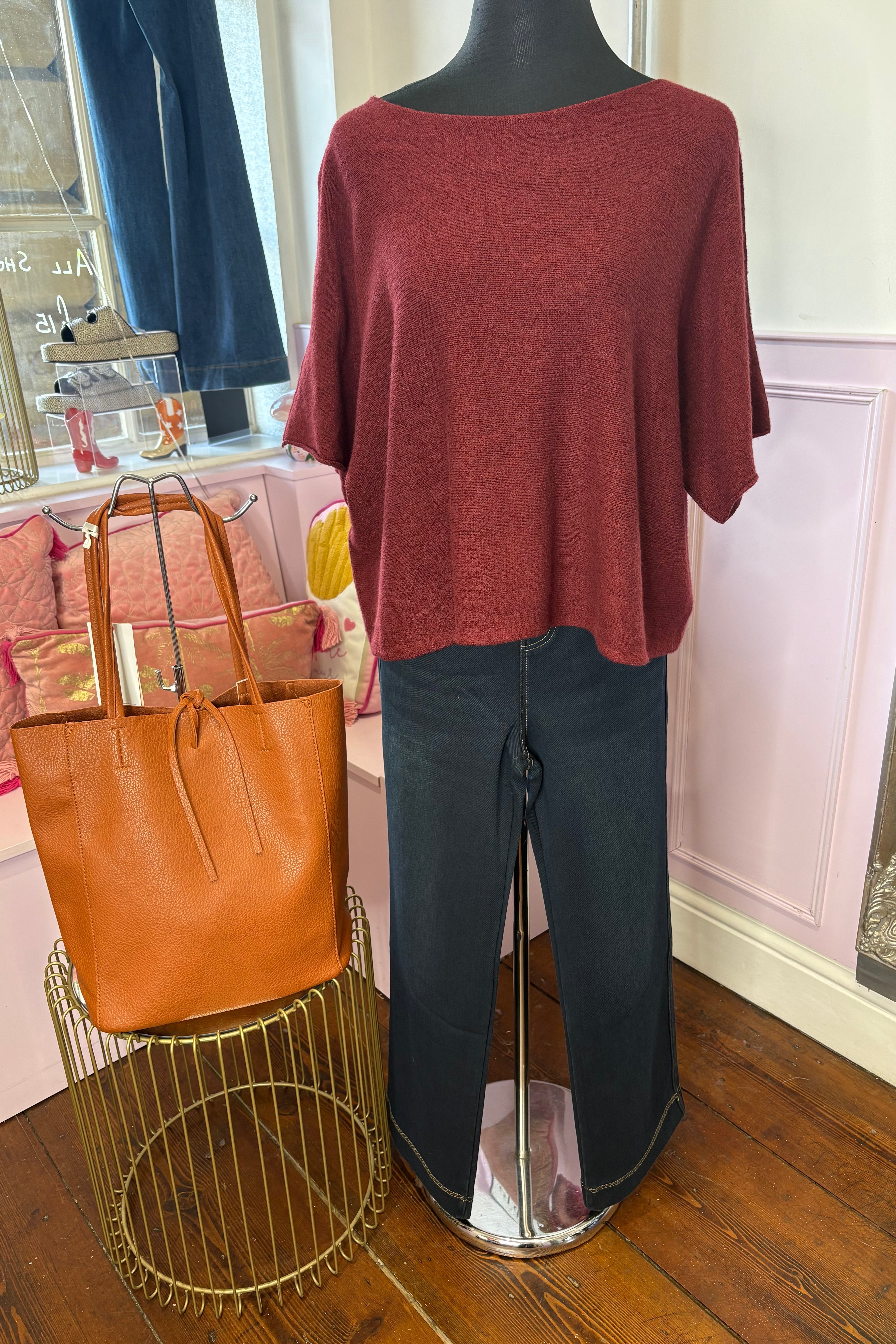 Italian Knit Three Quarter Sleeved Top