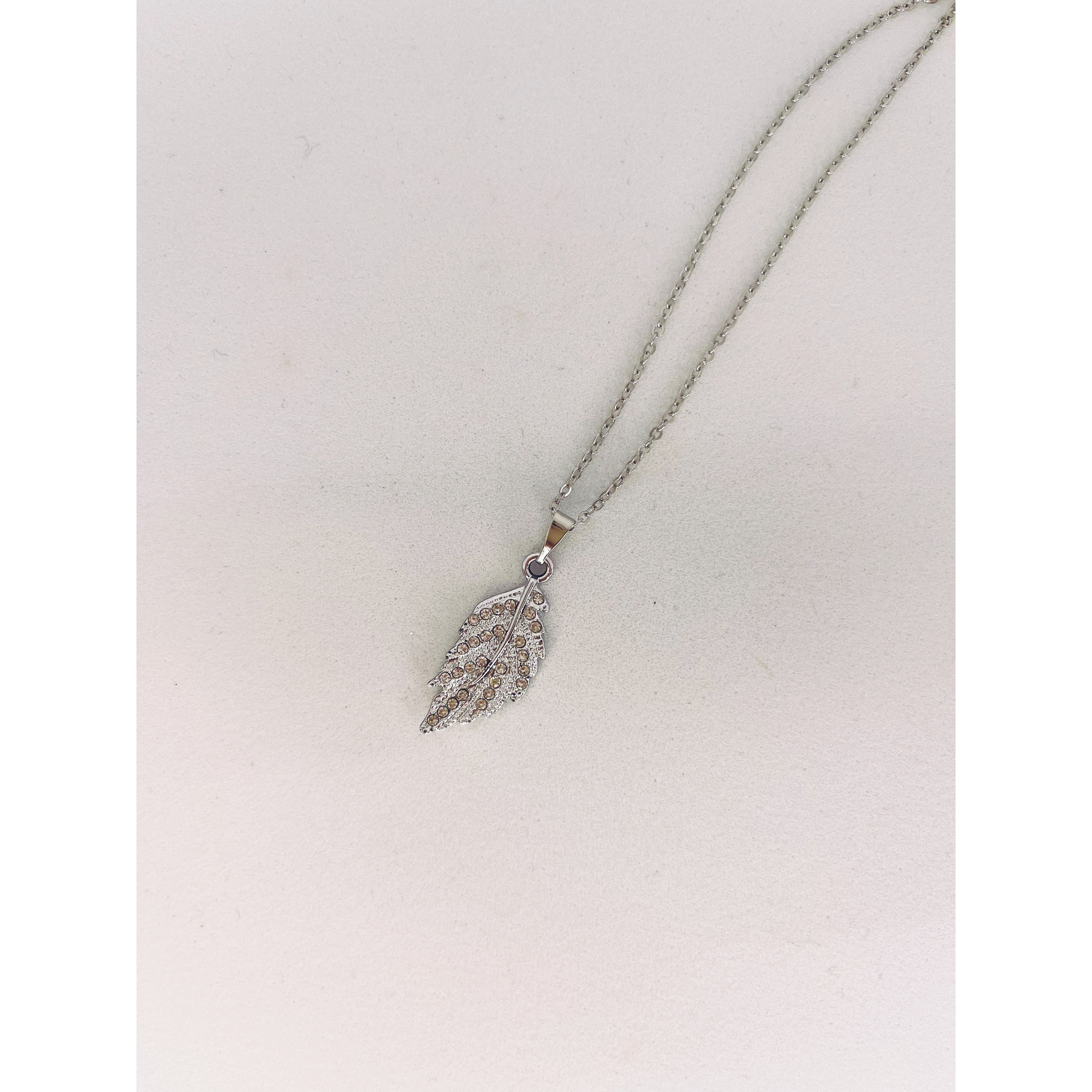 Diamanté Feather Necklace