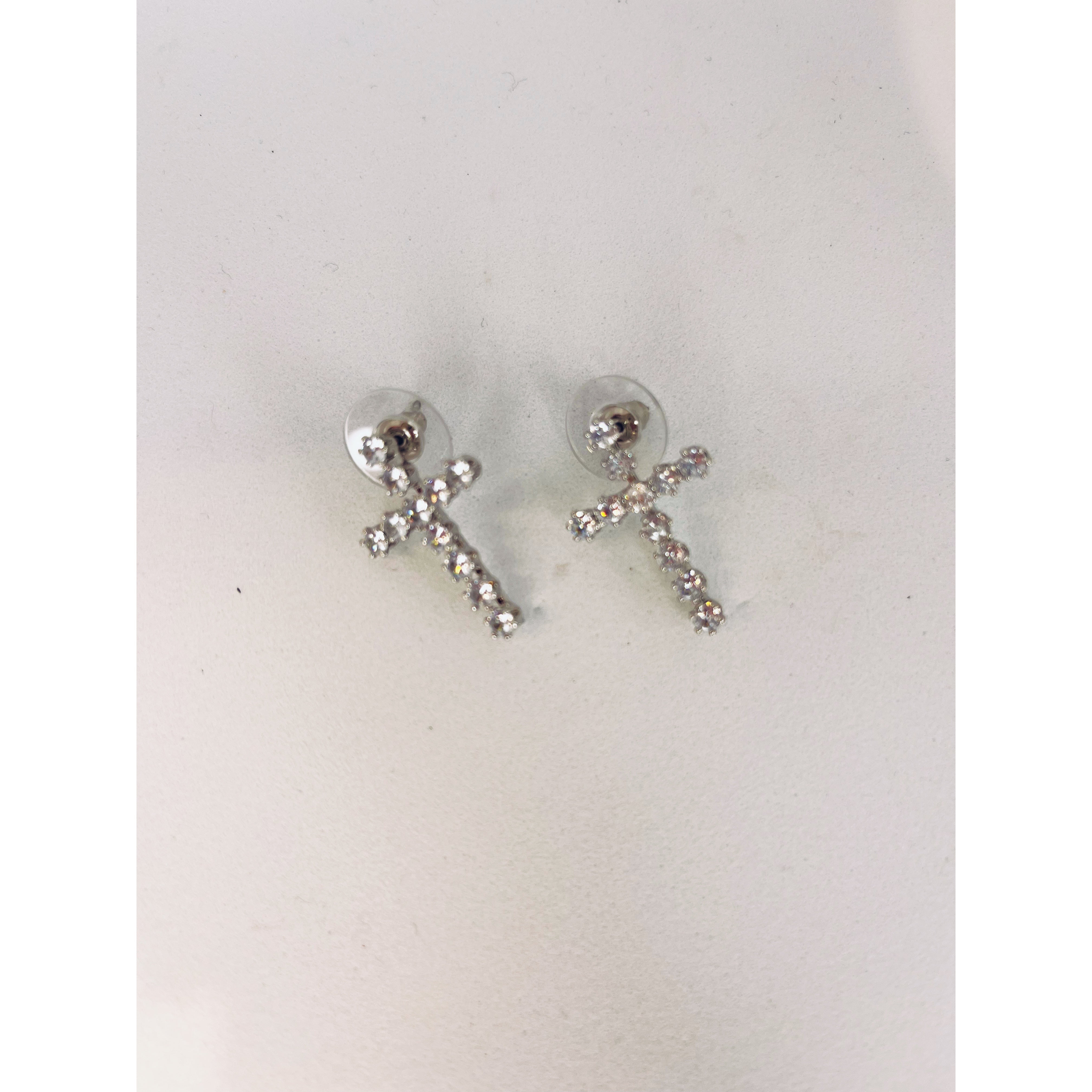 Diamanté Cross Earrings