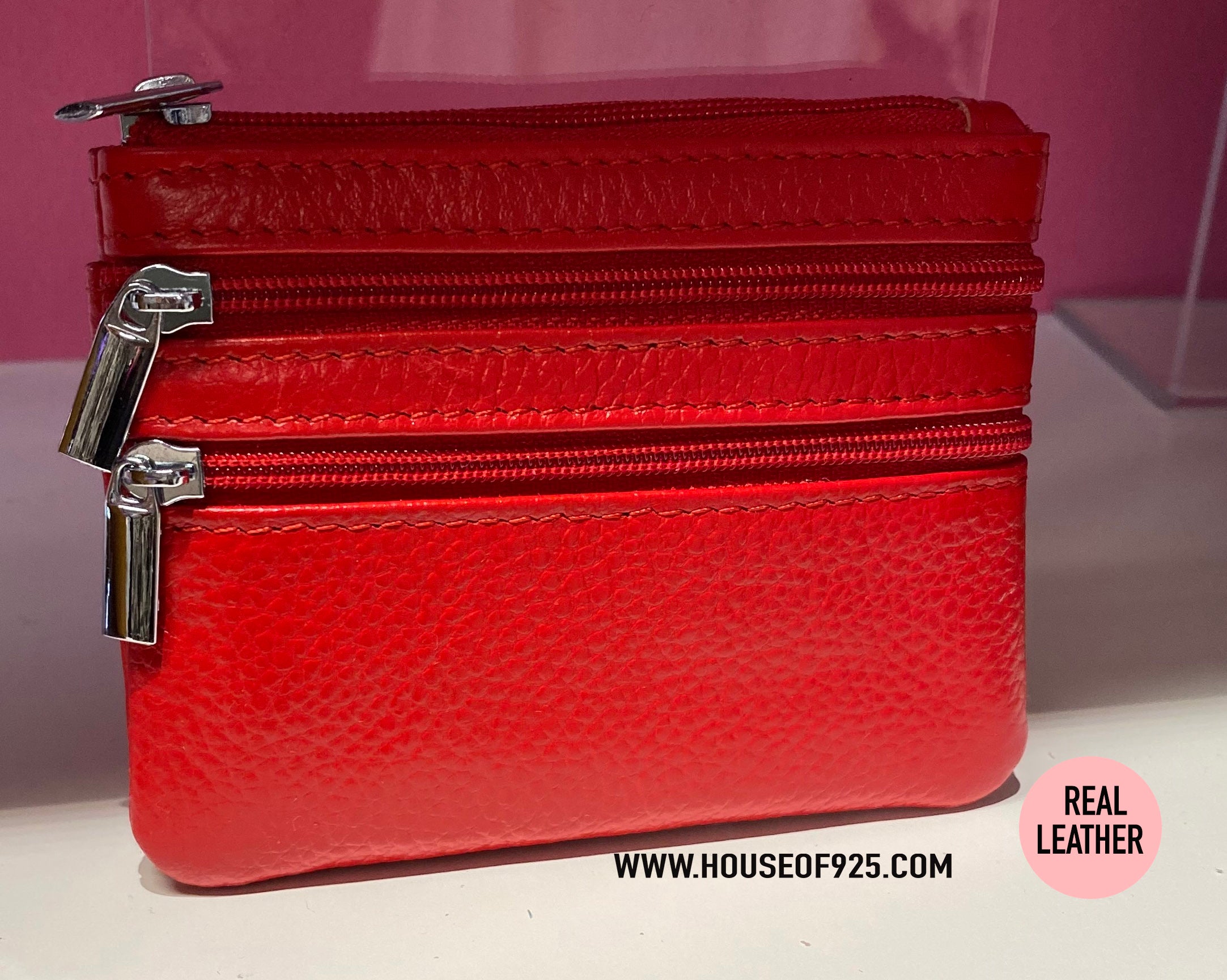 Real Leather Coin Purses > Red